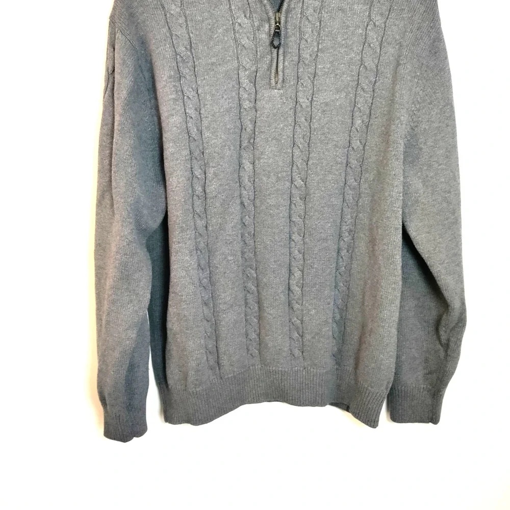Marconi Gray Men‎ XL 1/4 Zip Cable Knit Sweater Pullover Fishing Outdoor Hunting